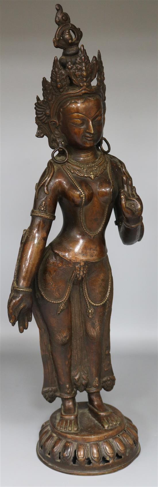 An Indian bronze of a goddess